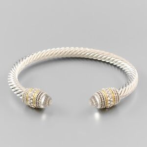 2 Crystal Thick Cable Cuff